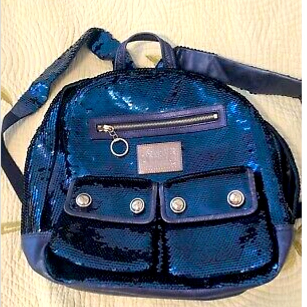 Authentic Coach Poppy Sequin Backpack Blue 15348